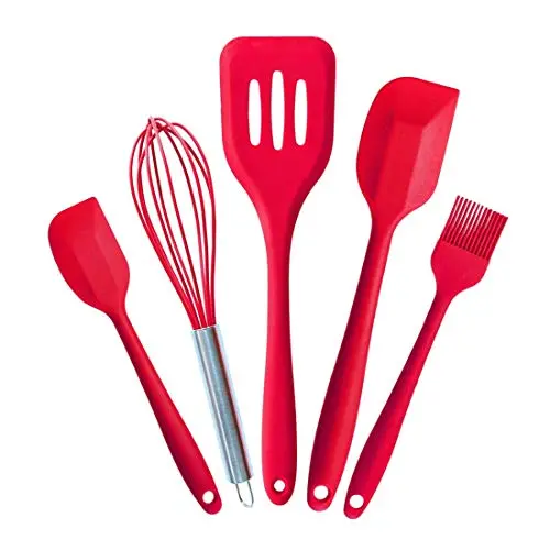 Jiyaru 5 pcs Silicone Cooking Kitchenware Kitchen Utensils Heat Resistant Baking Set