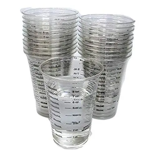 20 8oz Disposable Graduated Clear Plastic Cups for Mixing Paint, Stain, Epoxy, Resin