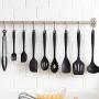 Kitchen Utensil Set With Holder 18 Pcs Silicone Cooking Kit Kitchenware With Bear Claw Measuring Spoon Set,Black
