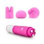Discreet Pinpoint Massager - Multi Speed Pocket Vibrator - Waterproof - 3 Silicone Attachments - Massage Kit - Sex Toy for Women - Sex Toy for Couples (Pink)