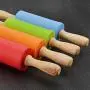 FANCYGIRL Silicone Roller with Handle Kitchenware Home Kitchen Non-Stick Rolling Pin Dumpling Making Tool