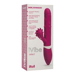 Doc Johnson iVibe Select - iRoll - Silicone Rabbit-Style Vibrator - Pleasure Beads Along Shaft Move Up-and-Down, Clit-Stimulating Wheel of Rotating Silicone&quotTongues", Pink