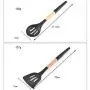 Silicone Kitchenware Set Of 9 Cooking Shovel Spoon Set Wood Plus Silicone Handle Colander Shovel Spaghetti Spoon Set