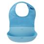 OXO Tot Waterproof Silicone Roll Up Bib with Comfort-Fit Fabric Neck, 2 Pack, Gray/Aqua