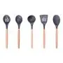 KAIDELIN Eco Friendly 9 Pieces Silicone Kitchen Utensils Set with Natural Wooden Handle Heat Resistant Non-Stick Pan Kitchenware Nonstick Spoon Scoop Soup Spoon Spatula (5)