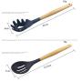 Silicone Kitchen Utensils Set 9 Piece Cooking Utensils Natural Wooden Handle Heat Resistant Non-Stick Pan Kitchenware Cookware Set Best Food Grade Silicon