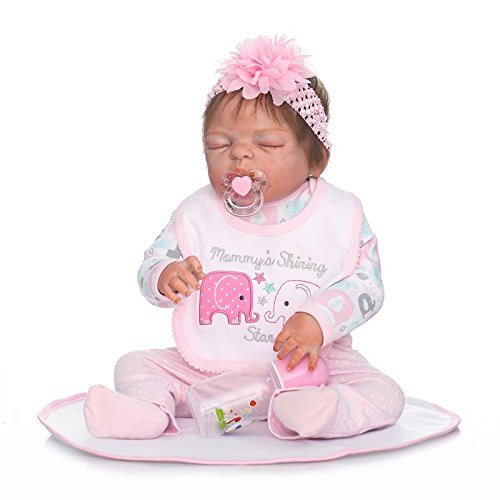 Pinky 22 Inch 55cm Realistic Looking and Lifelike Reborn Doll Girl Full Body Silicone Newborn Babies Dolls Reborn Toddler Toy for Kid Birthday Xmas Present