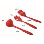 Cooking Tool Set Heat Resistant Silicone Kitchenware, Non-Stick Kitchen Baking Tools 10 Sets + 10 S Hooks - Black,Red