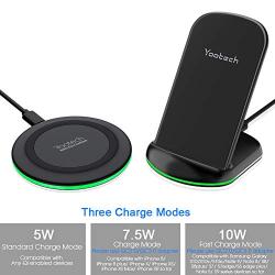 Yootech Wireless Charging Bundle, [2 Pack] 10W Max Qi-Certified Wireless Charging Pad Stand, Compatible with iPhone 11/11 Pro/11 Pro Max/Xs MAX/XR/XS,Galaxy Note 10/Note 10 Plus/S10Plus(No AC Adapter)