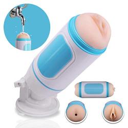 Water Lube Male Masturbator Cup, Upgraded Pocket Pussy Masturbation Cup, Double Hole Realistic Artificial Vaginal and Anal, Adjustable Angle and Dismountable Male Sex Toys (L)