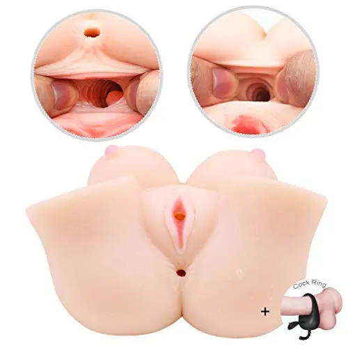 Ergonomic Design Silicone Dolls Mens Adult Toys,3D Realistic Silicone Double Holes Artificial Lifelike Toys for Men Male with 2 Entries Cup Underwear Toys, T-Shirt