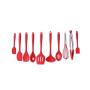 RedCom Spatula | 10 Pieces Cookware Set Red Silicone Baking Tool Nonstick Kitchenware Household Tool (Red)