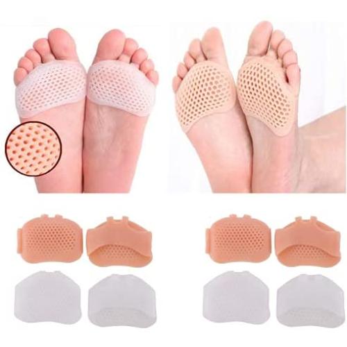 4 Pairs Metatarsal Pads, Ball of Foot Cushions Reusable Breathable and Soft Gel Forefoot Pads Foot Sleeve Pads for Men and Women to Dance,Running,Work,Mortons Neuroma,Relief Pain and Prevent Pain