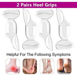 Heel Cushions-Heel Grips/High Heel Pads Inserts, Silicone Shoe Pads for Anti-Slip Heel Grips Inserts Liners Arch Support Foot Insoles , Back of Heel Protector - 2 Pairs (Transparent)