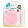 Bumkins Suction Silicone Baby Feeding Set, Bowl, Lid, Spoon, BPA-Free, First Feeding, Baby Led Weaning - Pink