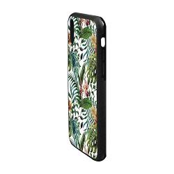 Leaf Rubber Phone Case,Vintage Retro 60s Seem Banana Palm Tree Leaves Flowers Hibiscus Decorative Compatible with iPhone XR