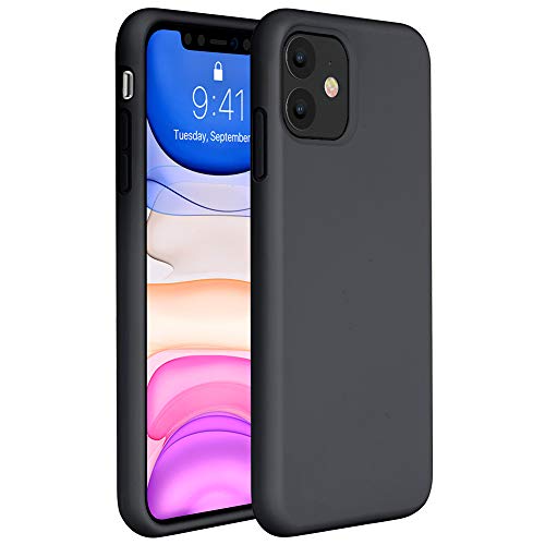 Miracase Liquid Silicone Case Compatible with iPhone 11 6.1 inch(2019), Gel Rubber Full Body Protection Shockproof Cover Case Drop Protection Case (Black)