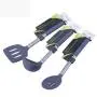 Hjyi Kitchen Cooking silicone kitchenware resistant to high temperature non-stick pot cooking spoon shovel stainless steel handle silicone leakage shovel (3-piece set)
