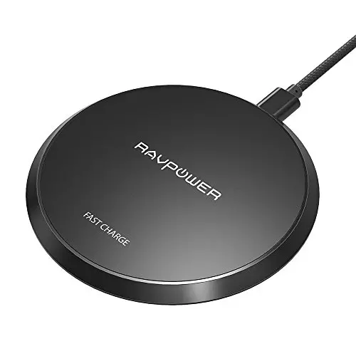 RAVPower Qi Certified Fast Wireless Charger, 5W for iPhone X XR XS Max, 10W for Galaxy S9+ Note 8, Compatible with All Qi-Enabled Phones (No Adapter) (Renewed)