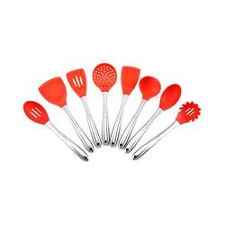Silicone Kitchenware 8 Piece Set Cooking Spoon Shovel Stainless Steel Handle Spatula Kitchen Set