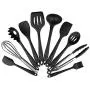 JINPENGRAN 10 Sets of Silicone Kitchenware, Non-Stick Silicone, Environmentally Friendly Cooking Tools,Black