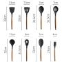 BBFZ 8 Piece Set of Silicone kitchenware - natural wooden handle - non-stick shovel spoon tool set spatula spoon black cooking silicone wooden handle kitchenware