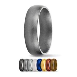 SafeRingz Metallic Silicone Wedding Ring, Made in The USA, Men or Women, Size 4-18