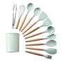 Silicone kitchenware 11 Pieces Silicone Cooking Utensils Kitchen Utensil Set Wooden Handles Cooking Tools For Nonstick Cookware Includes Tongs Pasta Fork Whisk And More Nonstick Heat Resistant Tools