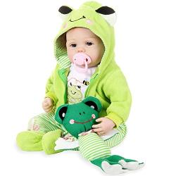 Aori Lifelike Reborn Baby Doll with Soft Body Realistic Vinyl 22 Inch Toy Doll with Travel Frog Gift Set