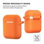 AirPods Case, Silicone Cover with U Shape Carabiner,360°Protective,Dust-Proof,Super Skin Silicone Compatible with Apple AirPods 1st/2nd (Orange)