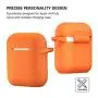 AirPods Case, Silicone Cover with U Shape Carabiner,360°Protective,Dust-Proof,Super Skin Silicone Compatible with Apple AirPods 1st/2nd (Orange)