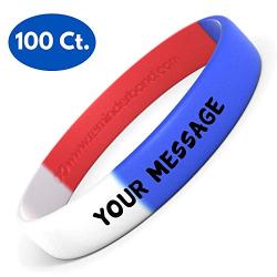 Reminderband Silicone Wristbands - 100 Pack - Personalized Customizable Rubber Bracelets - Customized for Motivation, Events, Gifts, Support, Causes, Fundraisers, Awareness - Men, Women