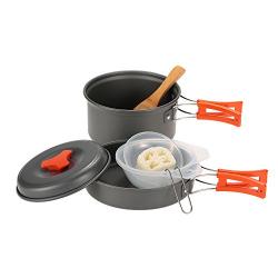 TOMSHOO Camping Cookware Lightweight Pots Pans with Bowls Mesh Set Bag