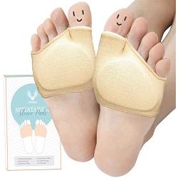 Metatarsal Sleeve Pads, Half Toe Bunion Sleeve with Sole Forefoot Gel Pads Cushion for Diabetic Feet Metatarsalgia Mortons Neuroma Prevent Calluses Blisters, 2 Pieces