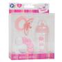 JC Toys 3-Piece Pink Accessory Gift Set Includes Bottle, Pacifier, and Rattle Fits Most Dolls - Ages 2+ - Designed by Berenguer Boutique Baby Doll, Pink