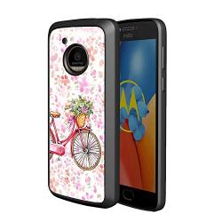 Moto E4 Case,Flexible Soft TPU Cover Shell,Slim Silicone Black Rubber Non-Slip Durable Design Protective Phone Case for Moto E4 -Bicycle