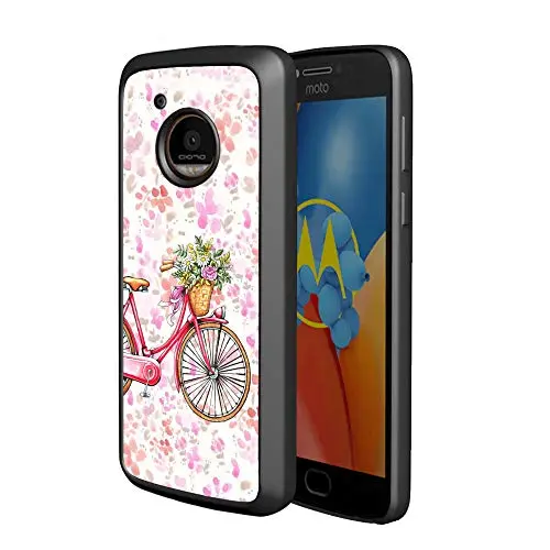 Moto E4 Case,Flexible Soft TPU Cover Shell,Slim Silicone Black Rubber Non-Slip Durable Design Protective Phone Case for Moto E4 -Bicycle