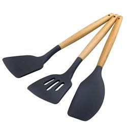 Water-chestnut 9-Piece Set of Silicone Handle with Wooden Handle Non-Stick Silicone Shovel Spoon Set Kitchen Silicone Kitchenware Set