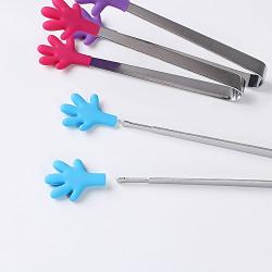 BigFamily Stainless Steel Silicone Salad Bread Serving Pliers Kitchenware Kitchen Mini Tong Clip Barware