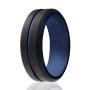 ROQ Silicone Wedding Ring for Men - 4 Packs or 1 Single Ring Mens Silicone Rubber Wedding Bands, Engraved Middle Line Beveled Edge Style, Metal & Vivid Matte Colours