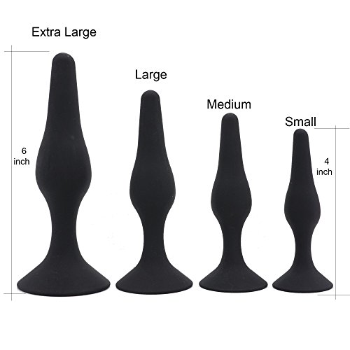 4pcs an~al Trainer Kits Silicone Massage Black ánAle for Your Lover (Black)