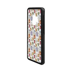 Kitchen Decor Rubber Phone Case,Vintage Kitchenware Pot Mug Spoon Jar Utensil Pattern Cafe Home Retro Decor Compatible with Samsung Galaxy S9,One Size