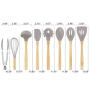 Dozenla Bamboo Handle Silicone Kitchenware Non-stick Pan Shovel Coland Cookware Sets