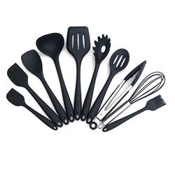 Antennababy Silicone Spatula Turner, Slotted Spoon, Ladle, Spoon, Spoon Spatula, Spooula, Spatula, Basting Brush Silicone Kitchenware,Black