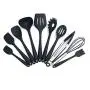 Antennababy Silicone Spatula Turner, Slotted Spoon, Ladle, Spoon, Spoon Spatula, Spooula, Spatula, Basting Brush Silicone Kitchenware,Black