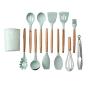 Utensils tools| 11Pcs/Set Light Green Color Silicone Kitchenware Set With Wooden Handle 12.5X12.5X33.5Cm | By ALILA