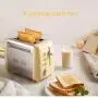 QIN.J.FANG-Kitchen 680W Mini Toaster 2 slice,The 6-speed gear knob is equipped with a dust cover, which can be thawed and reheated, making breakfast more convenient.