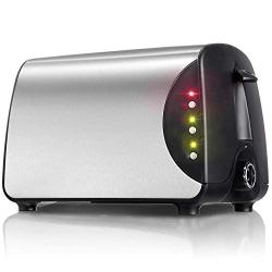 QIN.J.FANG-Kitchen Toaster 2 slice small,stainless steel brushed ABS safety material,Baking Heating Thawing Defrost Reheating