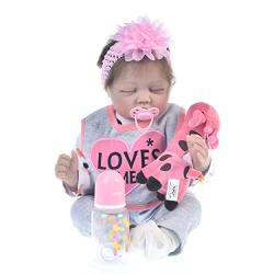 KEIUMI Reborn Baby Dolls Sleeping Girls Lifelike Soft Silicone Babys 22" Handmade Baby Doll Realistic Reborn Babies Cute Doll Gift Set for Ages 3+