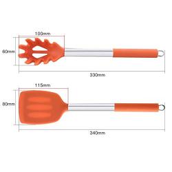 SKYyao Kitchen utensil set Non-stick pan silicone shovel bottomed frying pan cooking kitchenware set stainless steel high temperature silicone kitchenware silicone